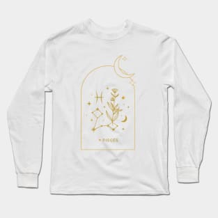 Pisces Zodiac Constellation and Flowers - Astrology and Horoscope Long Sleeve T-Shirt